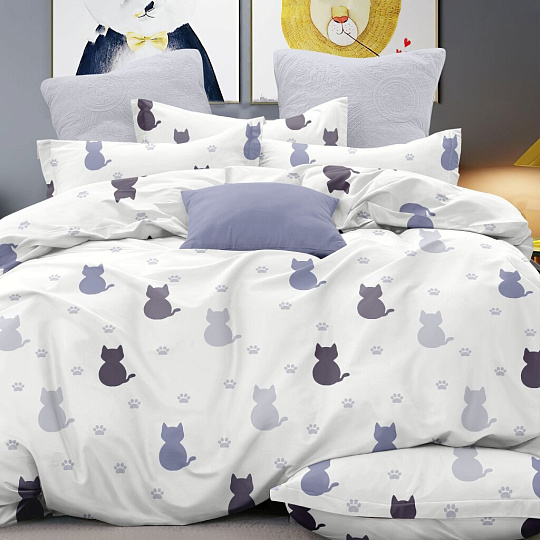 Постельное белье 2-спальное, простыня 180х215 см, 2 наволочки 70х70 см, пододеяльник 175х215 см, Love&amp;Live, поплин, 28348