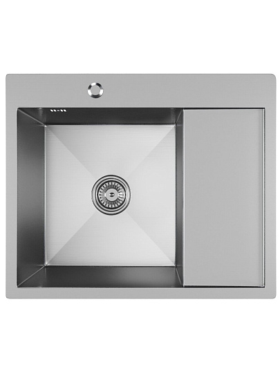 Мойка кухонная врезная, Mixline, Pro, нержавеющая сталь, 600х500х200 мм, выпуск 3 1/2, 3 мм, с сифоном, левая, сатин