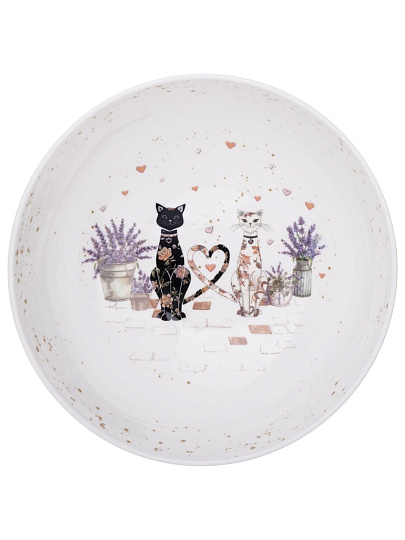 Салатник фарфор, круглый, 17.5х6.5 см, 0.85 л, Лавандовые коты, Lefard, 425-168