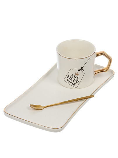 Чайная пара керамика, 3 предмета, на 1 персону, 300 мл, B010412, в ассортименте