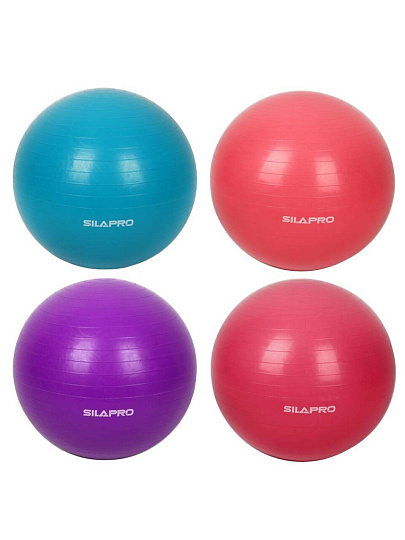Гимнастический мяч для фитнеса, 65 см, ПВХ, до 80 кг, в ассортименте, SilaPro, 193-003
