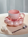 Чайная пара керамика, 2 предмета, на 1 персону, 180 мл, Розовое облако, блюдце 15х4 см, B060318
