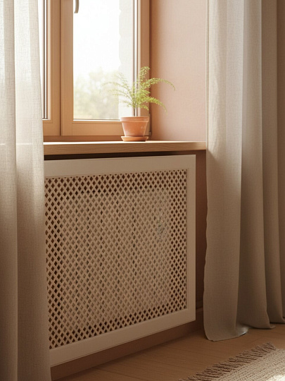 Экран для радиатора, МДФ, 900х600 мм, прямоугольный, бежевый, DE LUXE Глория, Стильный Дом