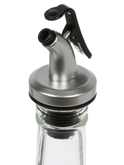 Бутылка для масла, стекло, 1 л, с пластиковым дозатором, прозрачная, 02800-00001