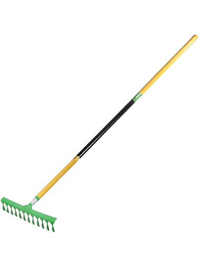 Грабли витые, 12 зуб, металл, Клевер, садовые, черенок деревянный