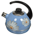 Чайник сталь, эмалированное покрытие, 3.5 л, со свистком, декор в ассортименте, ручка консольная, Рубин, Клубника с ромашкой, синий туман, T04/35/08/05/14 - фото 5