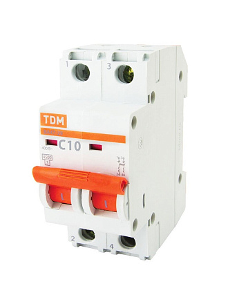 Автоматический выключатель TDM Electric, ВА47-29, 2 полюса, 10, 4.5 кА, С, SQ0206-0091