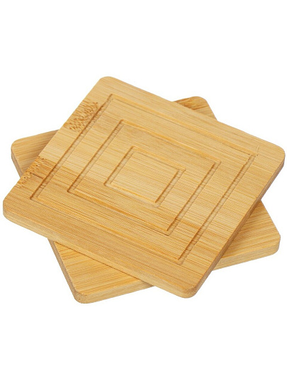 Подставка под горячее, дерево, 6 шт, 11.5х11.5 см, держатель, G11-LZ1001