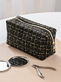 Космметичка восьмиугольная плетеная, черно-золотая, 18Х10Х7см, A080069