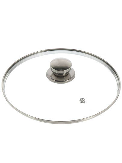 Крышка для посуды стекло, 22 см, Гардарика, металлический обод, кнопка нержавеющая сталь, 4622-02