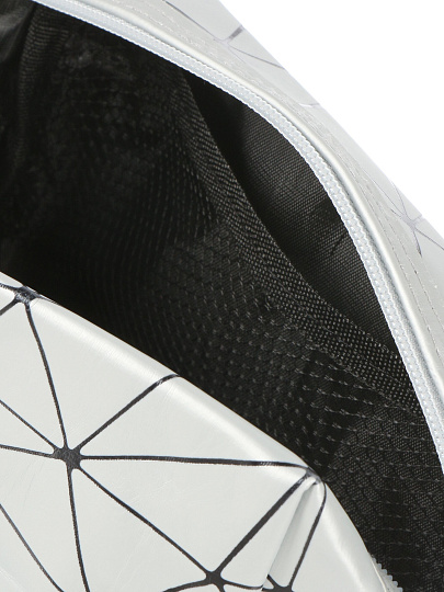 Косметичка восьмиугольная, с ромбовидной сеткой, серебристая 17Х7Х13см, A080063