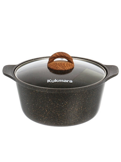 Кастрюля алюминий, антипригарное покрытие, 4 л, крышка стекло, Kukmara, Granit Ultra Induction original, кгои43а, индукция
