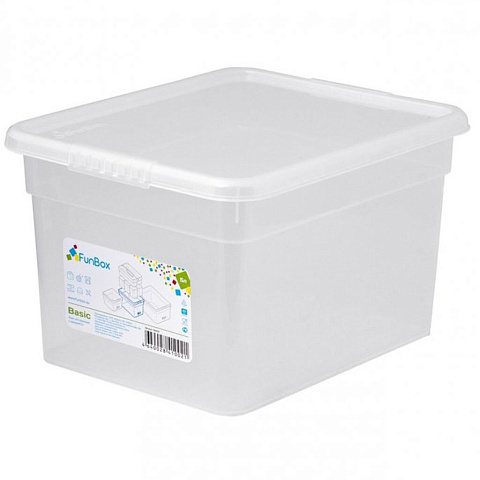 Ящик хозяйственный 5 л, 24.6х19.6х15.4 см, с крышкой, прозрачный, FunBox, Basic, FB1031
