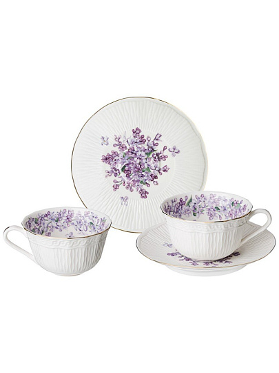 Набор чайный фарфор, 4 предмета, на 2 персоны, 330 мл, Lefard, Lilac, 760-758, подарочная упаковка