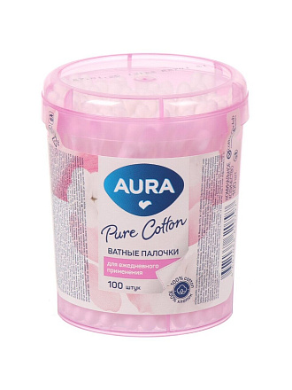 Ватные палочки 100 шт, стакан, Aura, Buds, 13143