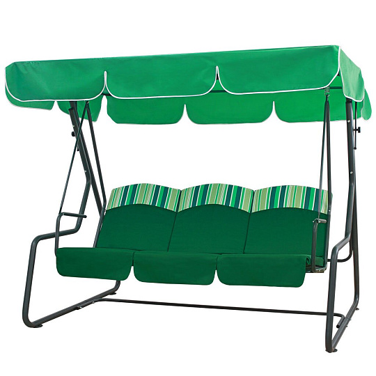 Качели садовые 3-местные, 199.5х130х173.5 см, 250 кг, Arno, Рандеву Стандарт, раскладываются в кровать, зеленые, 2016-КД-43/С, металл