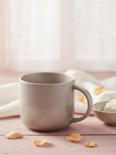 Кружка фарфор, 440 мл, Velour, Bronco, 407-101, светло-серая