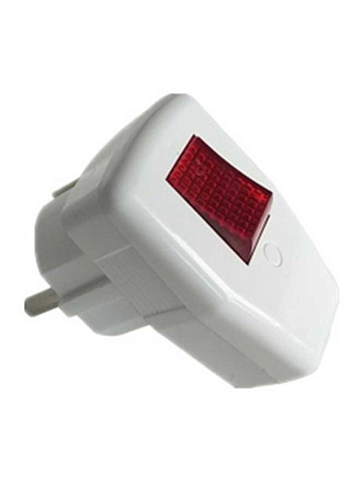 Вилка угловая, с заземлением, 16 А, IP20, 250 В, разборная, с выключателем, белая, General Lighting Systems, 470516