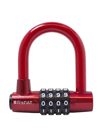 Замок навесной Булат, ВС 944, 13 876, блистер, кодовый, красный, 94 мм