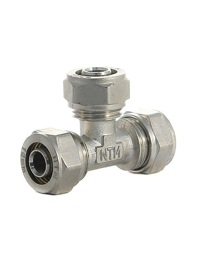 Металлопластиковый тройник d16 мм, с цангой, Frap, F303.1616