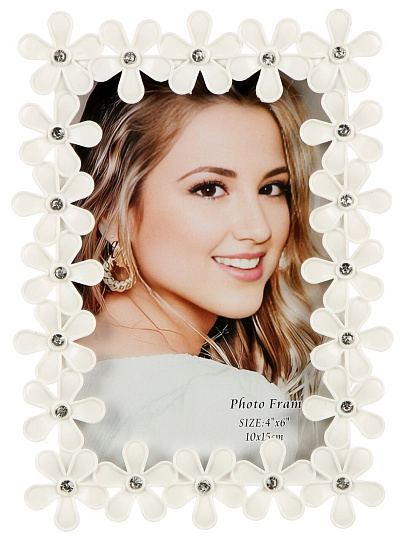 Фоторамка 10х15 см, пластик, белая, Цветы, Y4-11090