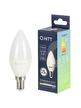 Лампа светодиодная E14, 15 Вт, 180 Вт, 220 В, свеча, 6500 К, нейтральный белый свет, HiTT, HiTT-PL-C35-15-230-E14, 7010030