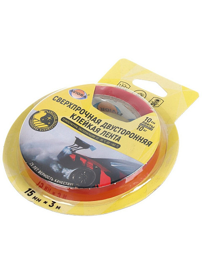 Клейкая лента 15 мм, прозрачная, двухсторонняя, основа акриловая, 3 м, Aviora, сверхпрочная, 303-013