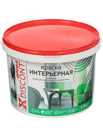 Краска водно-дисперсионная, Ореол, Дисконт, латексная, интерьерная, матовая, белая, 13 кг