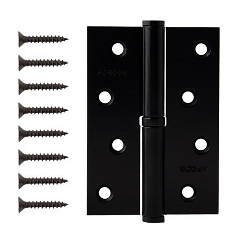 Петля врезная для деревянных дверей, Apecs, 100х70х3 мм, левая, B-Steel-BLM-L, 30752, с подшипником, матовый черный