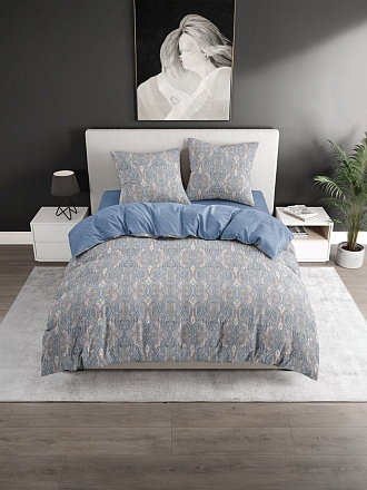 Постельное белье 2-спальное, простыня 215х220 см, 2 наволочки 70х70 см, пододеяльник 175х215 см, Silvano, поплин, Пезе