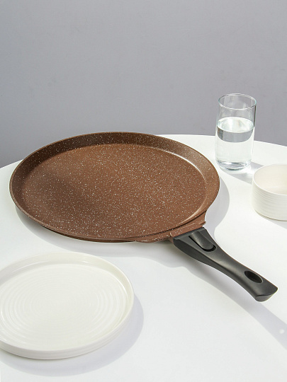 Сковорода для пиццы 35 см, антипригарное покрытие, Горница, шоколад, съемная ручка, с353аш