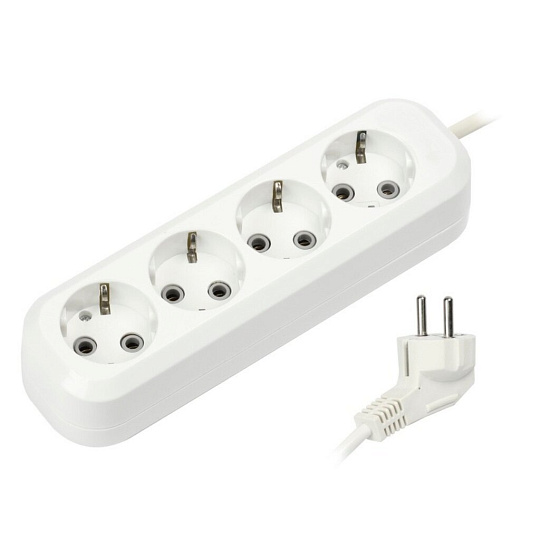 Удлинитель бытовой 4 гнезда, 5 м, ПВС, 3х1 мм², с заземлением, Smartbuy, SBE-16-4-05-Z