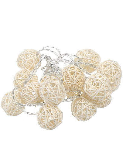 Гирлянда 15 ламп, 3 м, 1 режим, Шары, теплый белый свет, прозрачная, в помещении, на батарейках, LED, Y4-7528