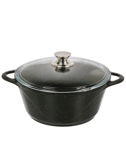 Кастрюля алюминий, антипригарное покрытие, 3 л, крышка стекло, Горница, Гранит Induction, Ик2433аг, индукция