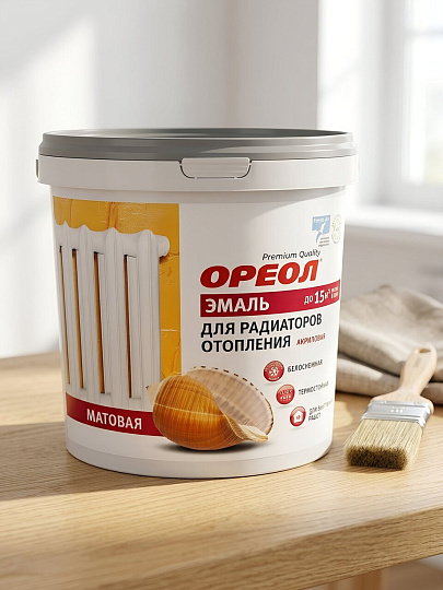 Эмаль Ореол, для радиаторов, акриловая, матовая, белая, 3 кг