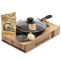 Сковорода чугун, 20 см, Maysternya, черная, с крышкой, индукция, T2011С3