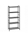 Стеллаж металл, пластик, 5 секций, 65.5х30х155.5 см, 5 полок, черный, ЗМИ, Валенсия, СТВ25 Ч