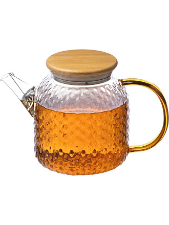 Чайник заварочный стекло, 1 л, с крышкой бамбук, Leonord, Aroma, 105040