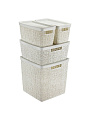 Ящик хозяйственный для хранения, 4 л, 28х14х14 см, с крышкой, белый ротанг, Idea, Бязь, М 2325 - фото 3