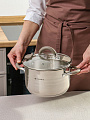 Кастрюля нержавеющая сталь, 3.9 л, крышка стекло, Daniks, Нара, GS-01413HY-20CA-2, серебристая, индукция - фото 7