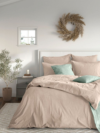 Постельное белье евро, с европростыней, простыня 220х240 см, 2 наволочки 70х70 см, 2 наволочки 50х70 см, пододеяльник 200х220 см, Verossa, сатин, Praline