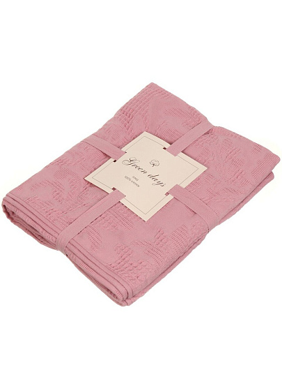 Плед 1.5-спальный, 150х180 см, 100% хлопок, Barkas, Green Days, пудрово-розовый, AI-2209002