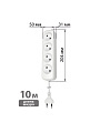 Удлинитель 4 гнезда, 10 м, без заземления, 10 А, 2300 Вт, белый, TDM Electric, Народный, SQ1303-1319 - фото 4