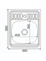 Мойка кухонная накладная, Mixline, нержавеющая сталь, 500х600 мм, 0.4 мм - фото 2