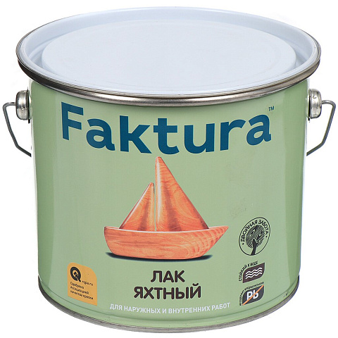 Лак Faktura, яхтный, полуматовый, алкидно-уретановый, для внутренних и наружных работ, 2.7 л
