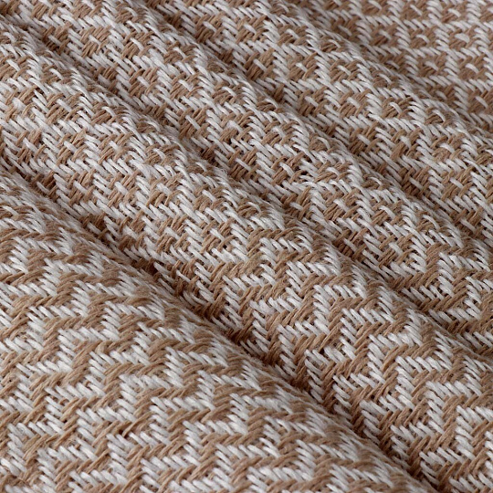 Плед евро, 200х220 см, 50% хлопок, 30% полиэстер, 20% пан, Vladi, Валенсия Неаполь, белый, песочный, 50150