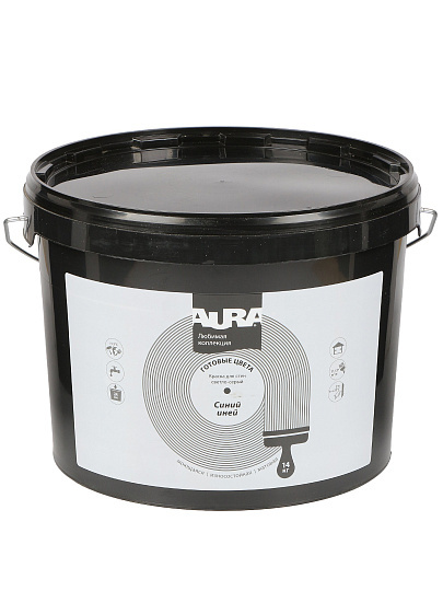 Краска водно-дисперсионная, Aura, акриловая, интерьерная, моющаяся, влагостойкая, матовая, синий иней, 14 кг