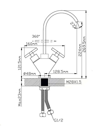 Смеситель для раковины, Potato, с кран-буксой, P1073