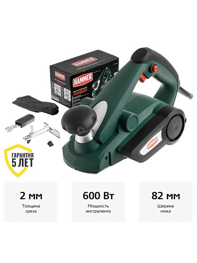Электрорубанок Hammer, RNK600, 600 Вт, 17000 об/мин, 82 мм, 2 мм