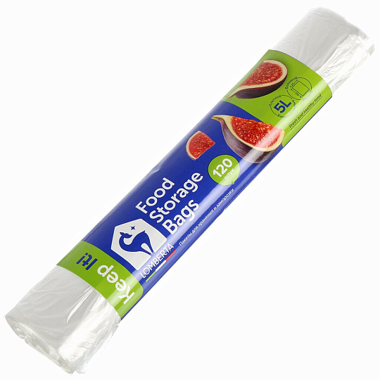 Пакет для хранения и заморозки, 120 шт, 25х40 см, 5 л, 7 мкм, Lomberta, 555509